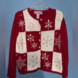 VINTAGE Red and White Snowflake Sweater
